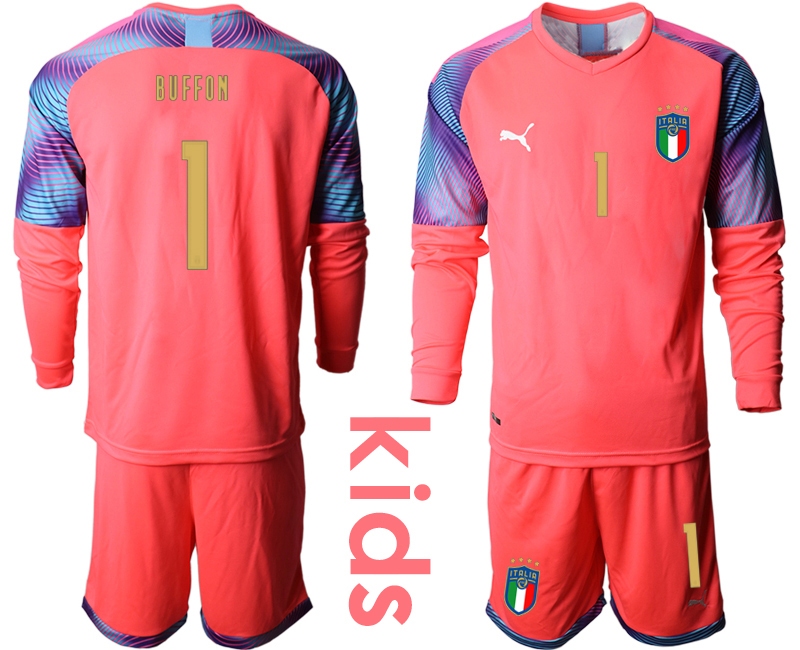 Cheap Youth 2021 European Cup Italy pink Long sleeve goalkeeper 1 Soccer Jersey